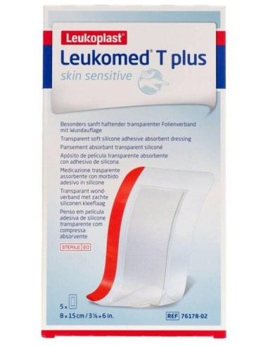 Leukomed T Plus Piel Sensible 8 X 15 Cm, 5 Unidades