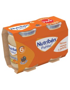 Pack Nutribén Potitos Plátano Naranja Galleta, 2 X 190 G