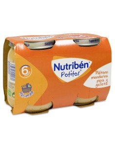 Pack Nutribén Potitos Merienda Plátano Mandarina Pera Galleta, 2 X 190 G