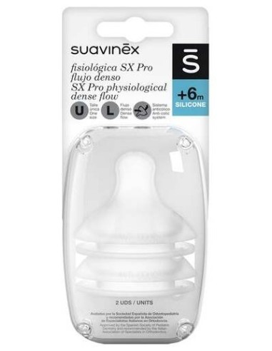 Suavinex Tetina Silicona Fisiológica Flujo L, 2 Uds