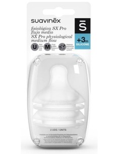 Suavinex Tetina Silicona Fisiológica Flujo M, 2 Uds