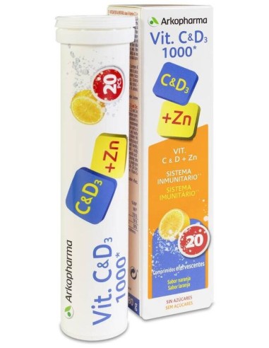 Arkopharma Vitamina C + D3 1000Mg + Zinc Efervescente 20Comp