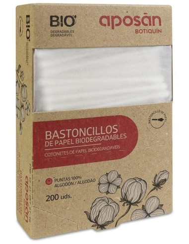 Aposán Bastoncillos De Papel Biodegradable, 200 Uds
