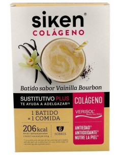 Siken Batido Sustitutivo Con Colágeno Y Sabor A Vainilla 6 Sobres