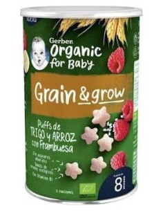 Gerber Organic Grain Y Grow Puffs Trigo Y Arroz Con Frambuesa 35G