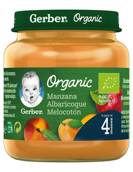 Gerber Organic Tarrito Manzana, Albaricoque Y Melocotón, 125 G