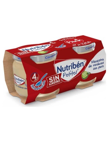 Bipack Nutribén Potitos Menestra De Verduras Con Pavo, 2 Unidades X 120 G