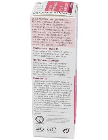 Pranarom Circularom Gel Crema Piernas Ligeras Bio, 100 Ml