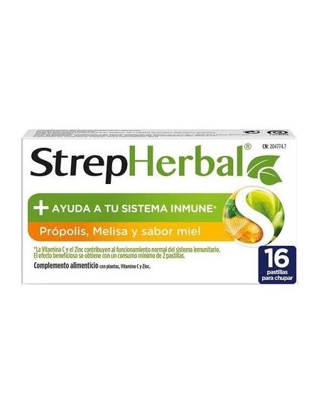 Strepherbal Própolis Y Melisa Sabor Miel, 16 Pastillas