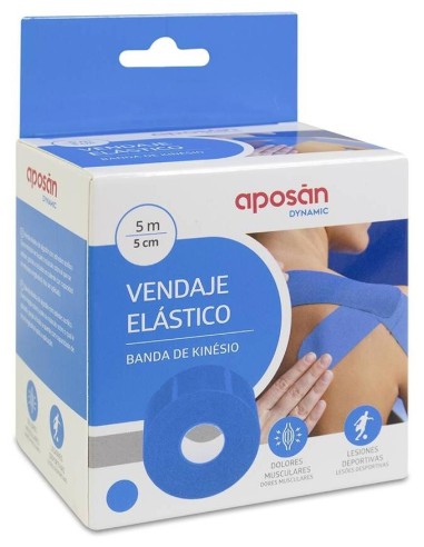 Aposán Dynamic Vendaje Elástico Kinésio Azul 5 Cm X 5 M, 1 Unidad