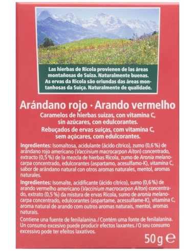 Ricola Caramelos Sin Azúcar De Arándano Rojo, 50 G