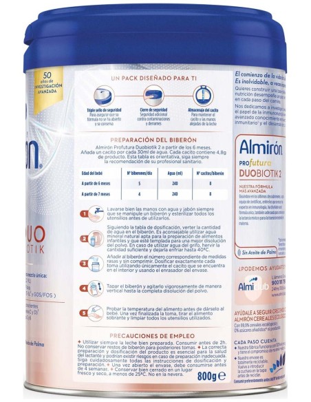 Almirón Profutura Duobiotik 2 Leche De Continuación +6 Meses 800G