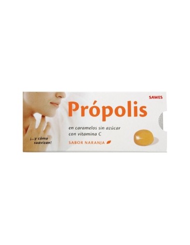 Sawes Caramelos Própolis Sin Azúcar Sabor Naranja, 10 Uds