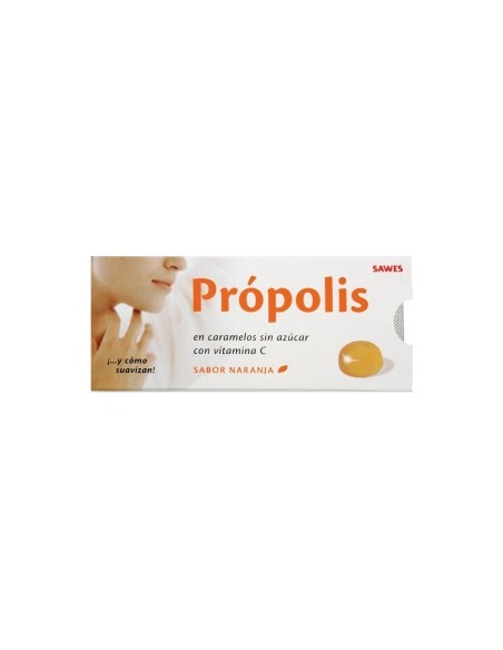 Sawes Caramelos Própolis Sin Azúcar Sabor Naranja, 10 Uds