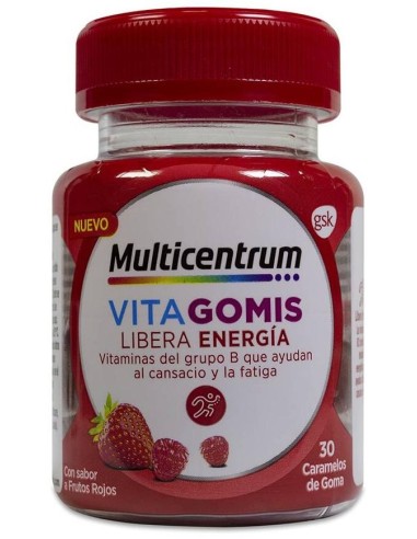 Multicentrum Vitagomis Energía Sabor Frutos Rojos, 30 Gominolas