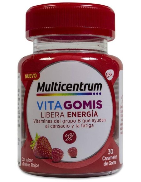 Multicentrum Vitagomis Energía Sabor Frutos Rojos, 30 Gominolas