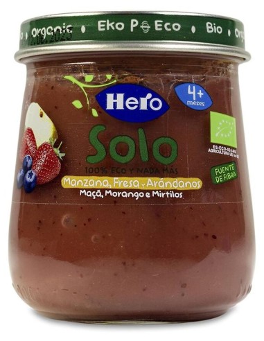 Hero Baby Solo Tarrito Sabor Manzana, Fresa Y Arándanos, 120 G