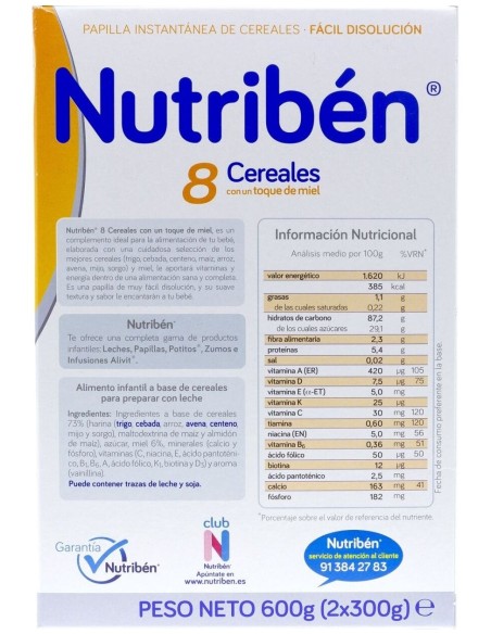 Nutribén 8 Cereales Con Toque De Miel, 600 G
