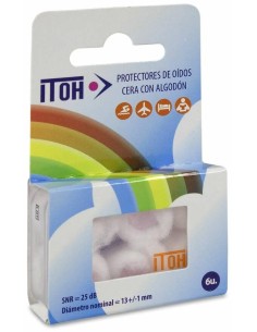 Itoh Tapones Oídos Cera Cubierta Algodón 6Uds