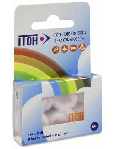 Itoh Tapones Oídos Cera Cubierta Algodón 6Uds
