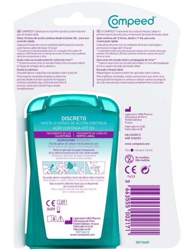 Compeed Tratamiento Calenturas - Herpes Labial Discreto 15Uds