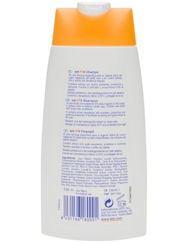 Leti At4 Champú Pieles Atópicas, 250 Ml