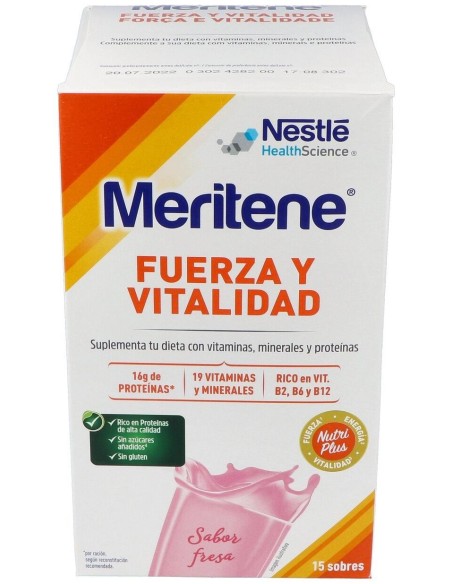 Meritene Fuerza Y Vitalidad Batidos Sabor Fresa 15 Sobres