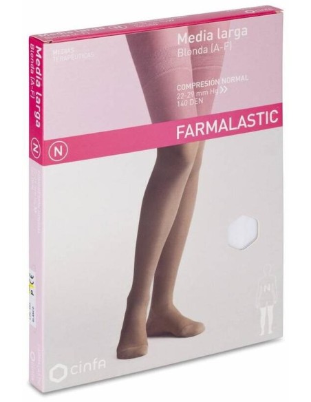 Farmalastic Media Larga Blonda (A-F) Comp. Normal T. Pequeña Color Blanco 1 Par