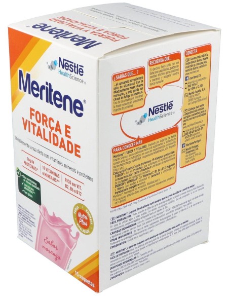 Meritene Fuerza Y Vitalidad Batidos Sabor Fresa 15 Sobres