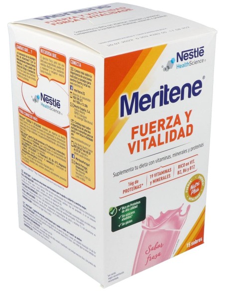 Meritene Fuerza Y Vitalidad Batidos Sabor Fresa 15 Sobres