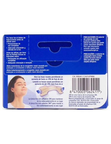 Breathe Right Tiras Nasales Transparentes Grandes 10Uds
