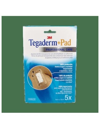 Tegaderm + Pad Apósito Transparente 9X10Cm 5Uds