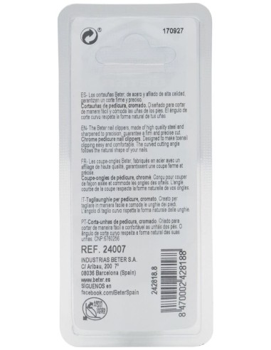 Beter Cortaúñas Pedicura Ref 24006, 1 Ud