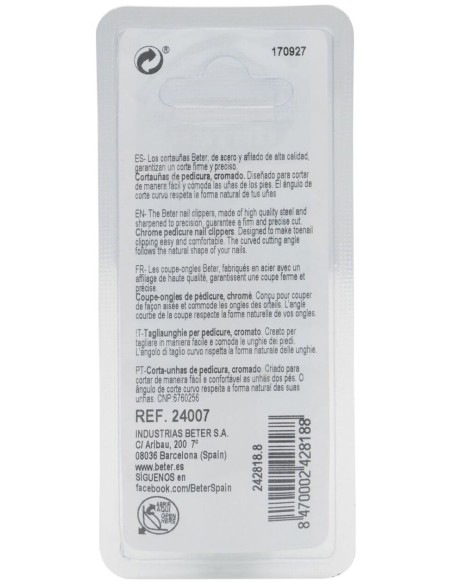 Beter Cortaúñas Pedicura Ref 24006, 1 Ud