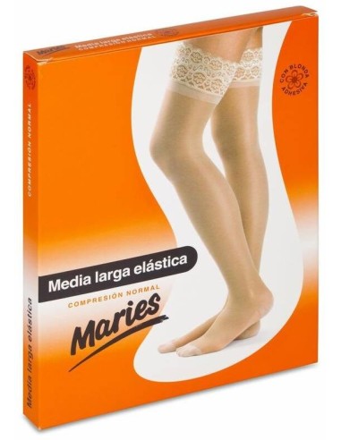 Maries Media Larga Elástica Con Blonda Compresión Normal Beige Talla 6, 1 Media