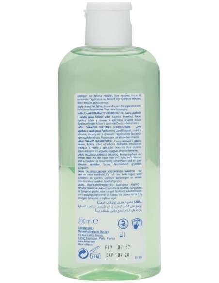 Ducray Sabal Champú Tratante Seborregulador, 200 Ml