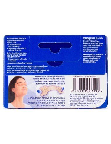 Breathe Right Tira Adhesiva Nasal Color Talla Grande, 30 Uds