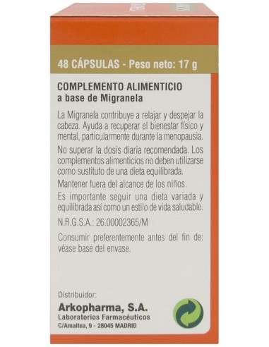 Arkopharma Arkocápsulas Migranela, 48 Cápsulas