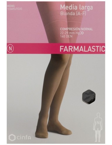 Farmalastic Media Larga Blonda (A-F) Compresión Normal T-Grande Negro 1 Par