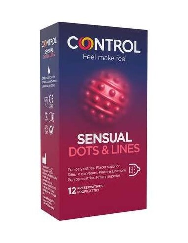 Control Sensual Dots Y Lines Preservativo Puntos Y Estrías 12Uds