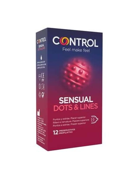 Control Sensual Dots Y Lines Preservativo Puntos Y Estrías 12Uds