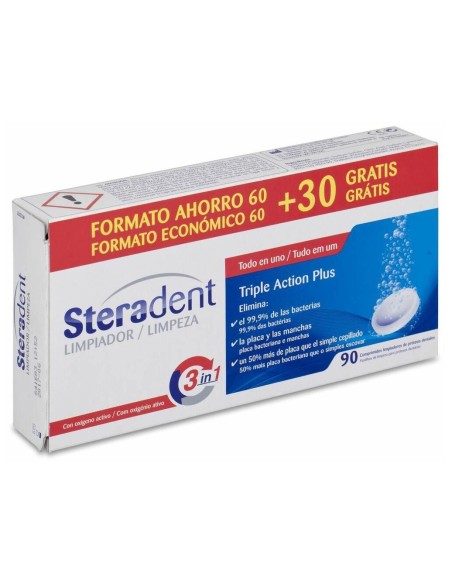 Steradent Limpiador Triple Acción Plus 90Comp