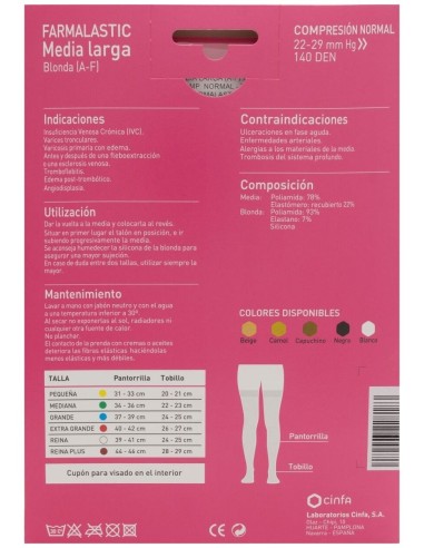 Farmalastic Media Larga Blonda (A-F) Comp. Normal T-Grande Capuchino 1 Par