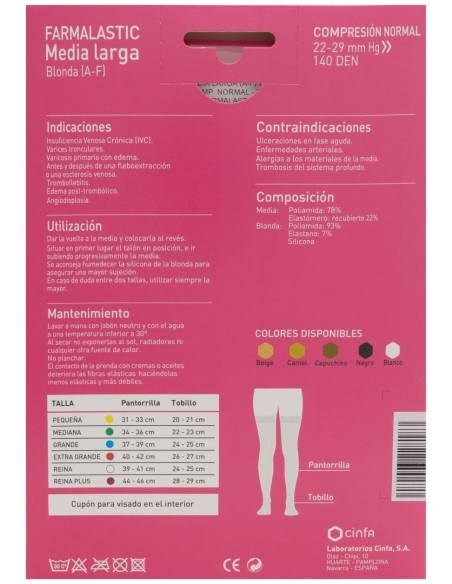 Farmalastic Media Larga Blonda (A-F) Comp. Normal T-Grande Capuchino 1 Par