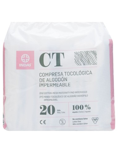 Indas Compresas Tocológicas Maternity Algodón, 20 Uds