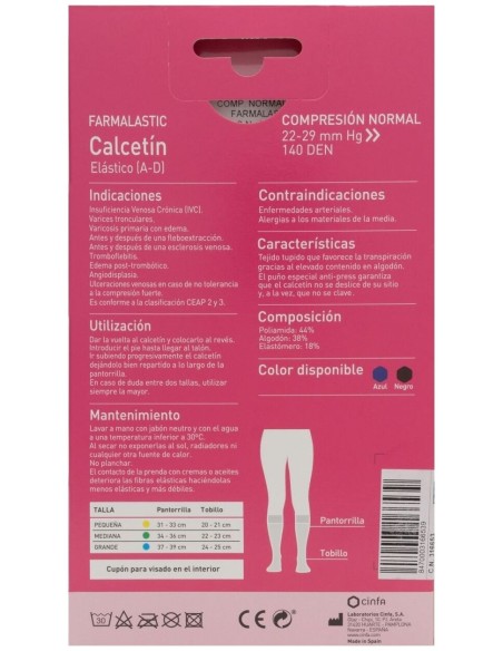 Farmalastic Calcetín (A-D) Compresión Normal T-Mediana Negro 1 Par
