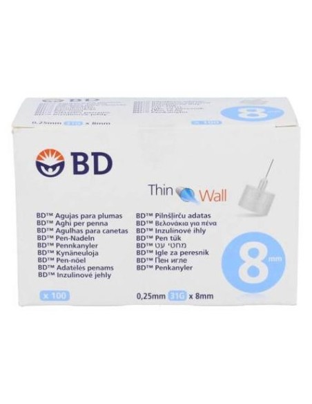 Bd Agujas 0.25 X 8 Mm, 100 Unidades