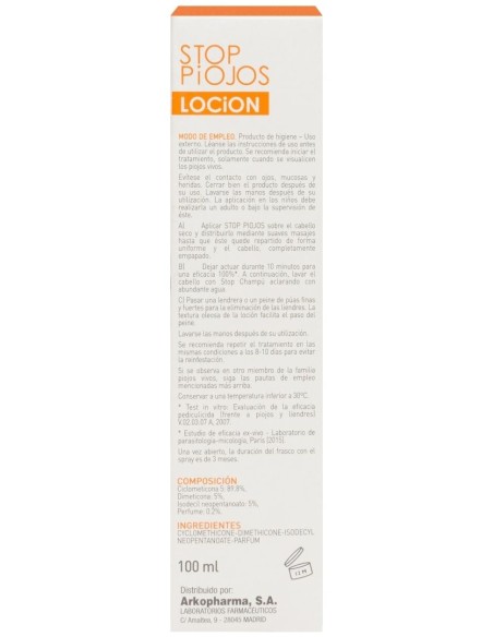 Arkopharma Stop Piojos Loción Dimeticona, 100 Ml