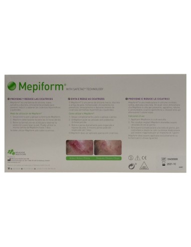 Mepiform Lámina Reductor Cicatrices Silicona 10 X 18, 5 Unidades