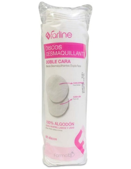 Farline Discos Desmaquillantes Algodón, 80 Uds